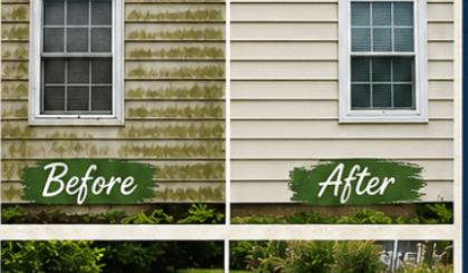 Patio before and after cleaning